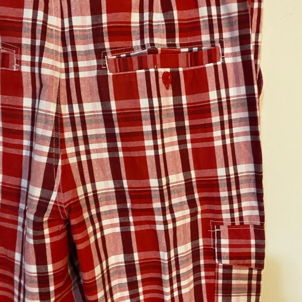 Southpole Y2K  Retro Red Plaid Bermuda Cargo Streetwear HipHop Shorts Size 40 - Picture 12 of 14